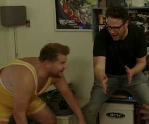 James Corden Wrestles Dominic Cooper in Stranger's Living Room